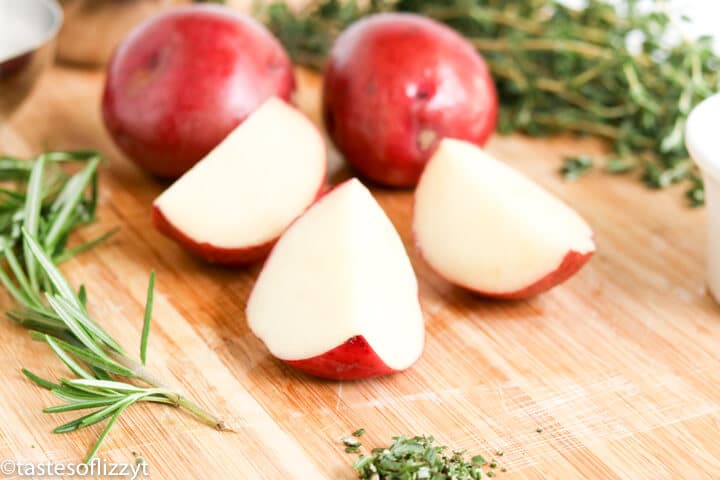 potatoes on a cutting board
