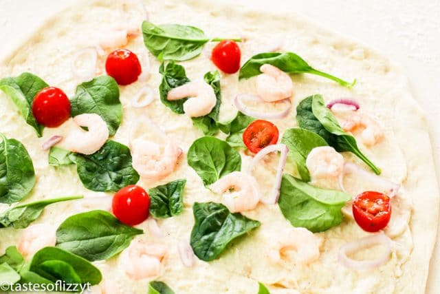 unbaked shrimp alfredo pizza