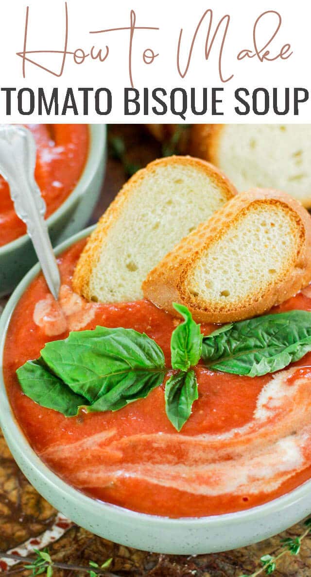 Easy Tomato Bisque Soup Recipe with Fresh Basil, Thyme and Parsley