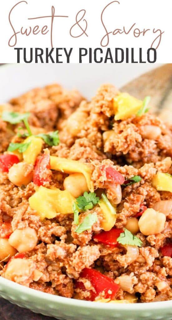 Use turkey in a new way with this Turkey Picadillo recipe! This Latin American hash is full of sweet mango. Use the leftovers in tacos or empanadas.