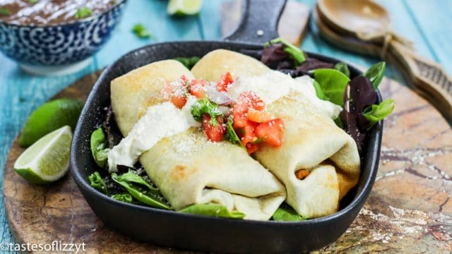 two turkey chimichangas on a plate