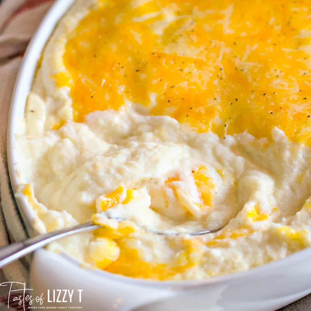 Cheesy Mashed Cauliflower Bake Recipe {Easy Low Carb Side Dish}