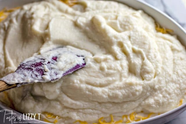 mashed cauliflower in a casserole