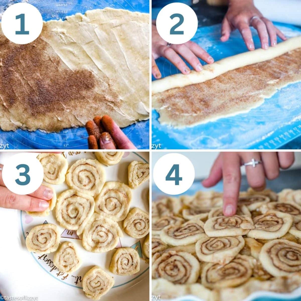collage of how to make a cinnamon roll pie crust for apple pie