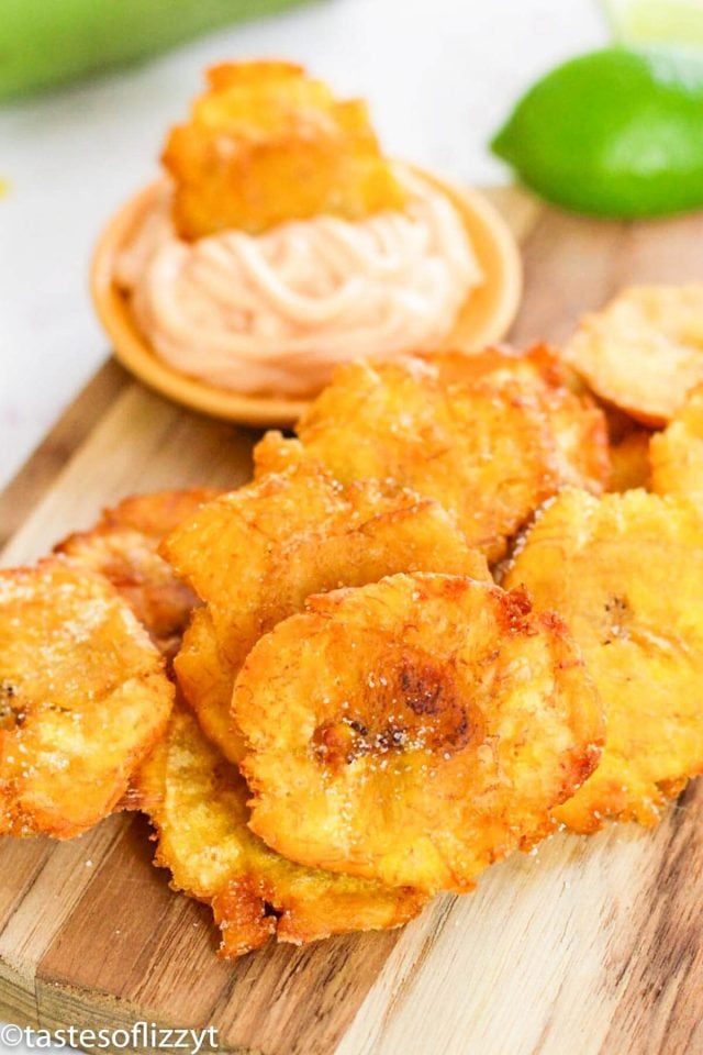 fried plantains on a cutting board