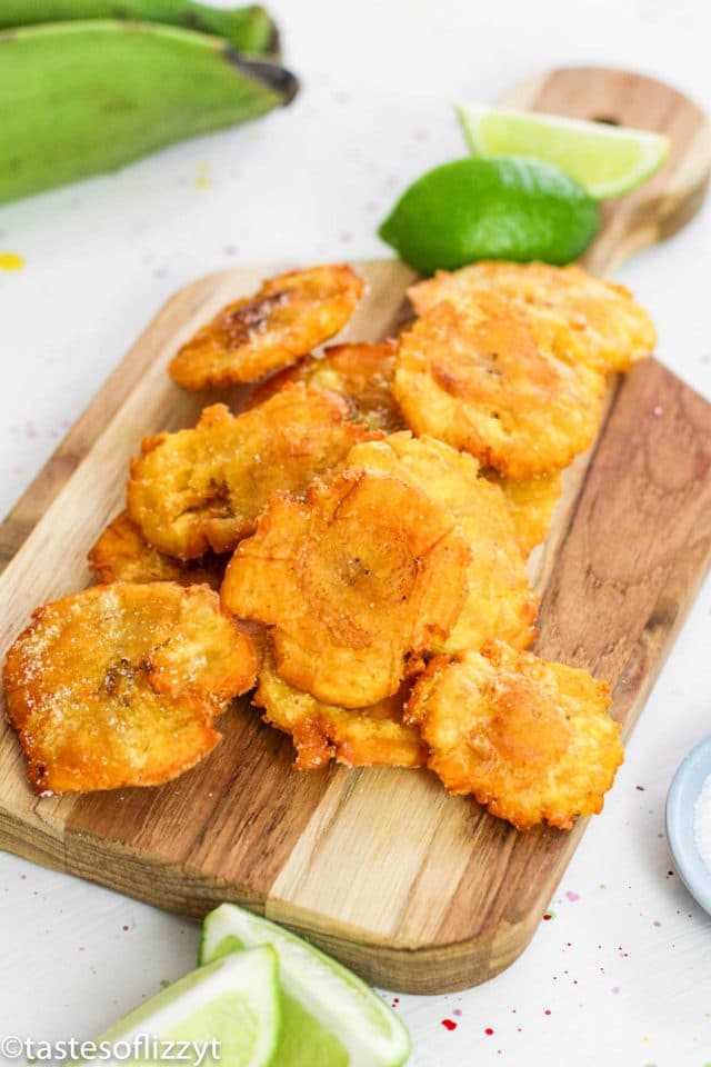 fried plantains on a cutting board