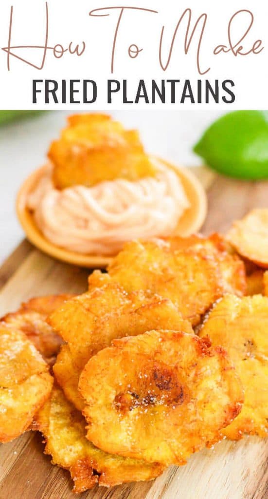 cutting board with fried plantains