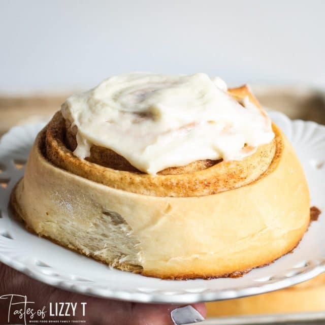 homemade cinnamon roll on a plate