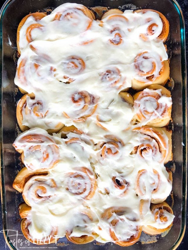 overhead view of mini cinnamon rolls