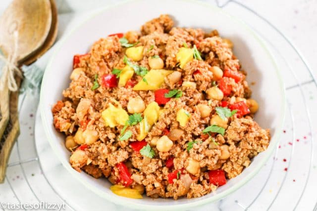 Use turkey in a new way with this Turkey Picadillo recipe! This Latin American hash is full of sweet mango. Use the leftovers in tacos or empanadas.