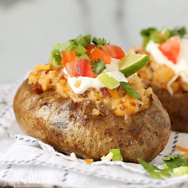 Mexican Twice Baked Potatoes with fresh tomatoes