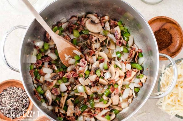 browning vegetables in a saucepan