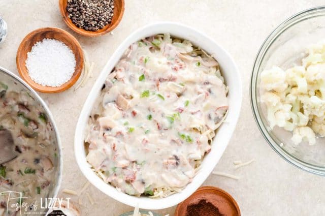 creamy casserole in a baking dish