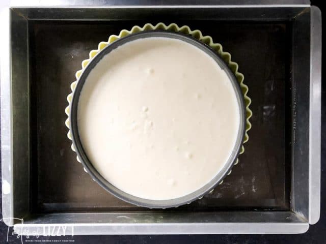 overhead view of unbaked Cheesecake