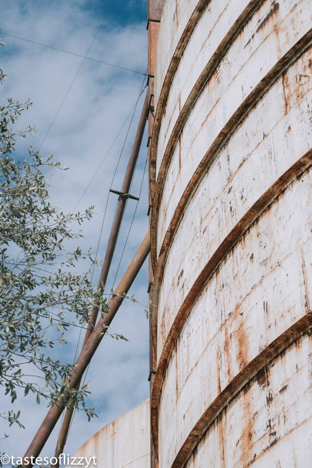 A close up of a silo