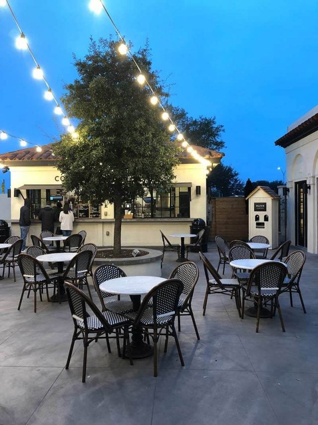 A outdoor dining room table