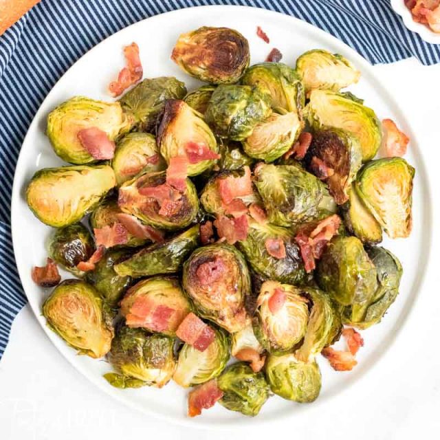 A plate of roasted brussels sprouts