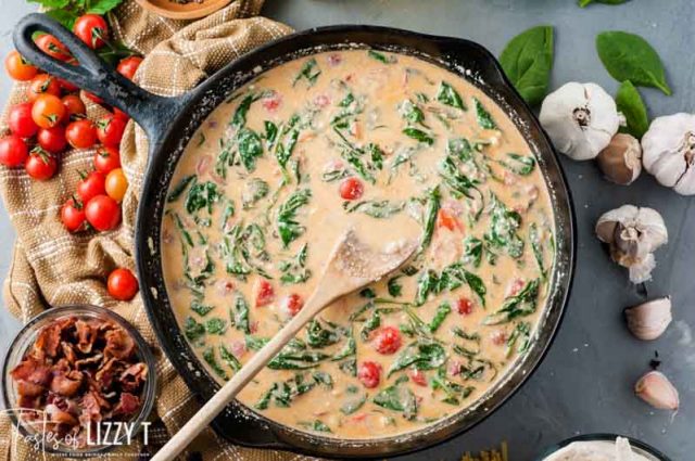 creamy Chicken and Pasta in skillet