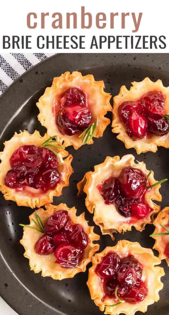 Cranberry brie bites are the best phyllo cups appetizer recipe to serve at holiday parties! You'll love the creamy tarts as a first course or dessert!