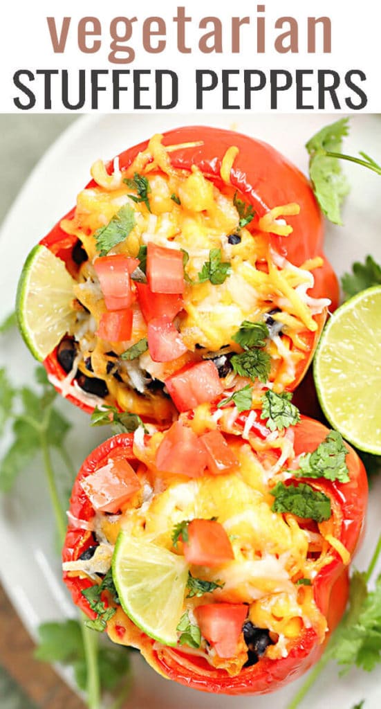 A plate of food, with Stuffed peppers and Cheese