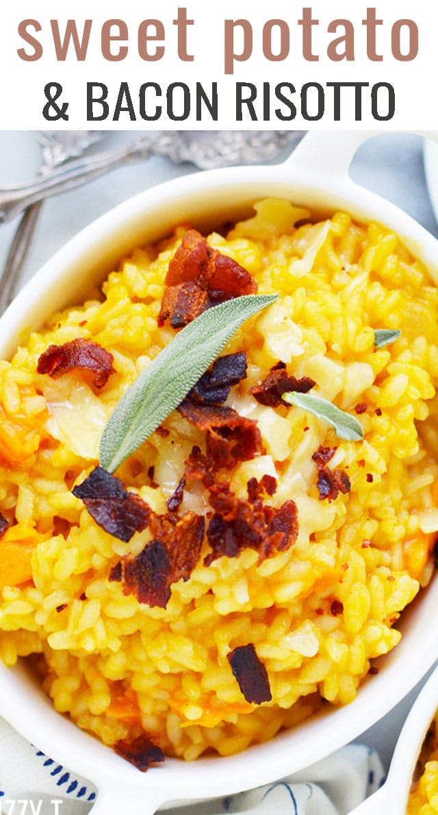 Sweet Potato Risotto Rice with Bacon and Parmesan - Tastes of Lizzy T
