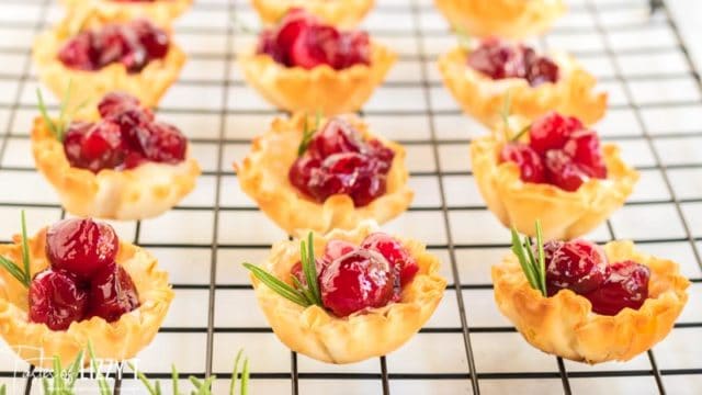 cranberry appetizers on wire rack