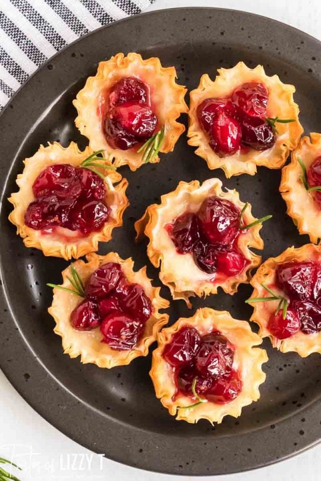 A plate of cranberry appetizers