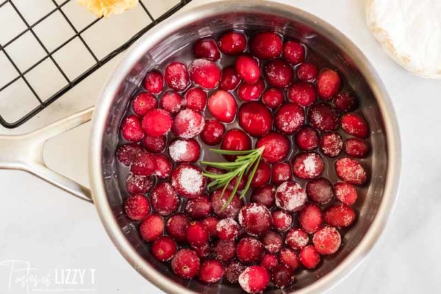 saucepan with cranberries