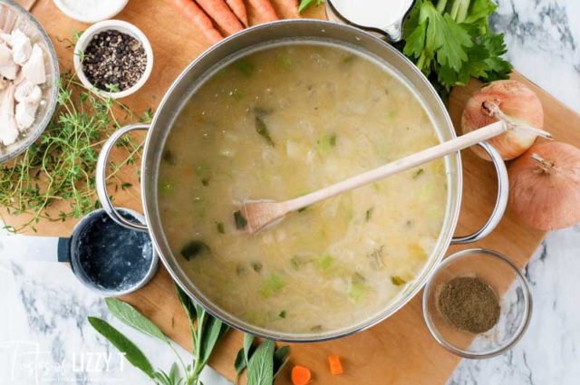 soup broth in a pan