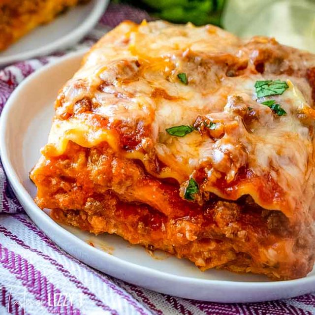 Easy Lasagna Recipe (No Boil Noodles) | Tastes of Lizzy T