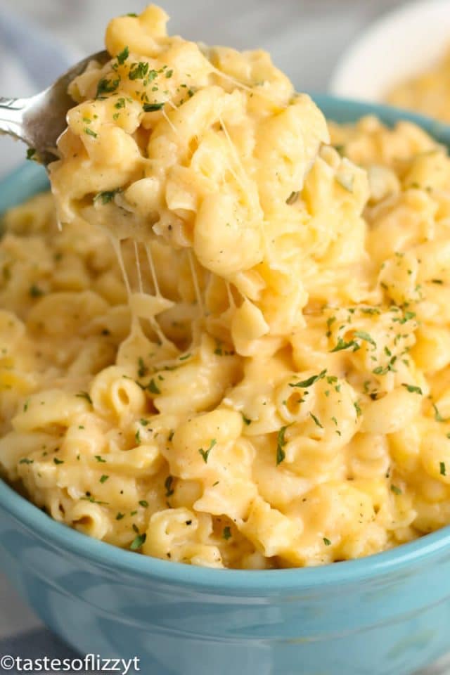 A bowl of noodles with sauce, with Cheese and Macaroni