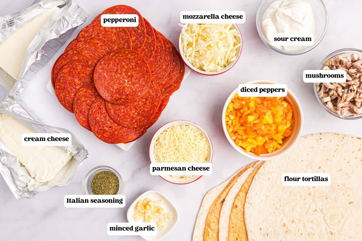 pepperoni rollups ingredients on a table
