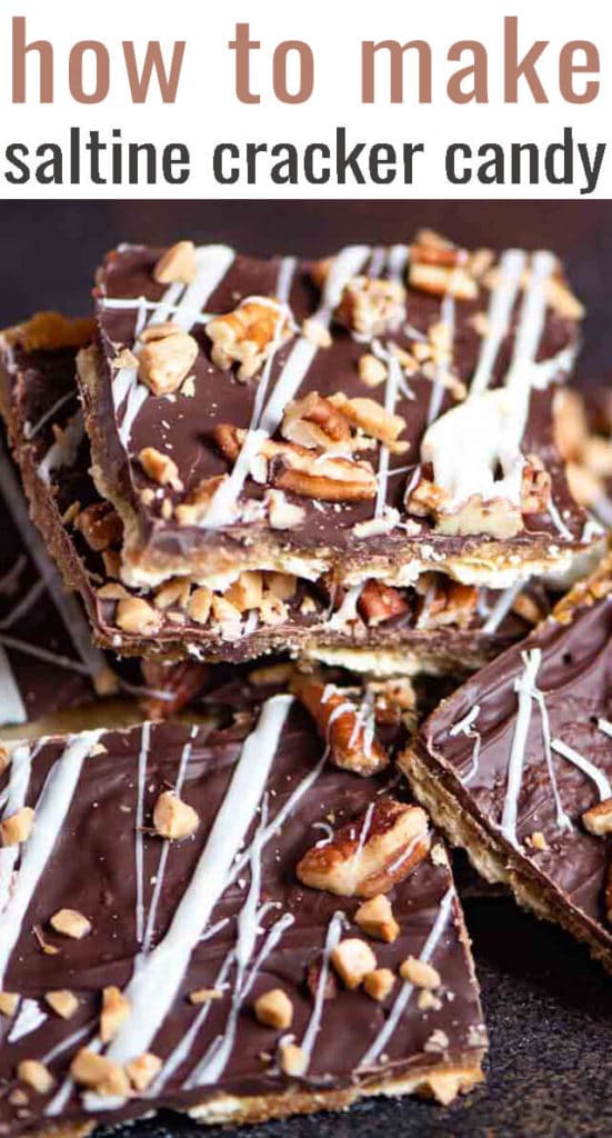 stack of chocolate saltine toffee