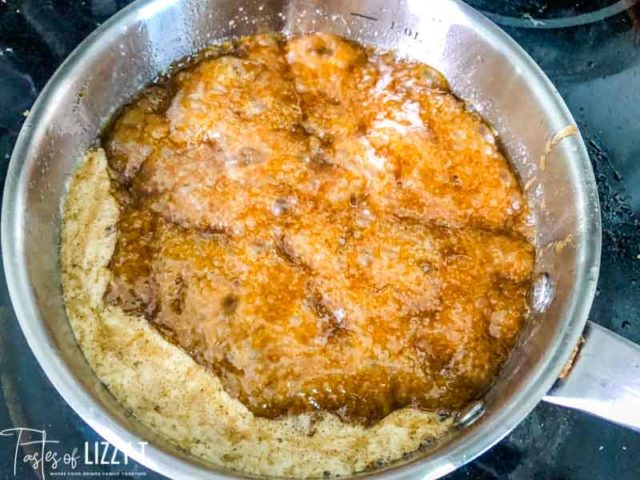 boiling butter and brown sugar for toffee