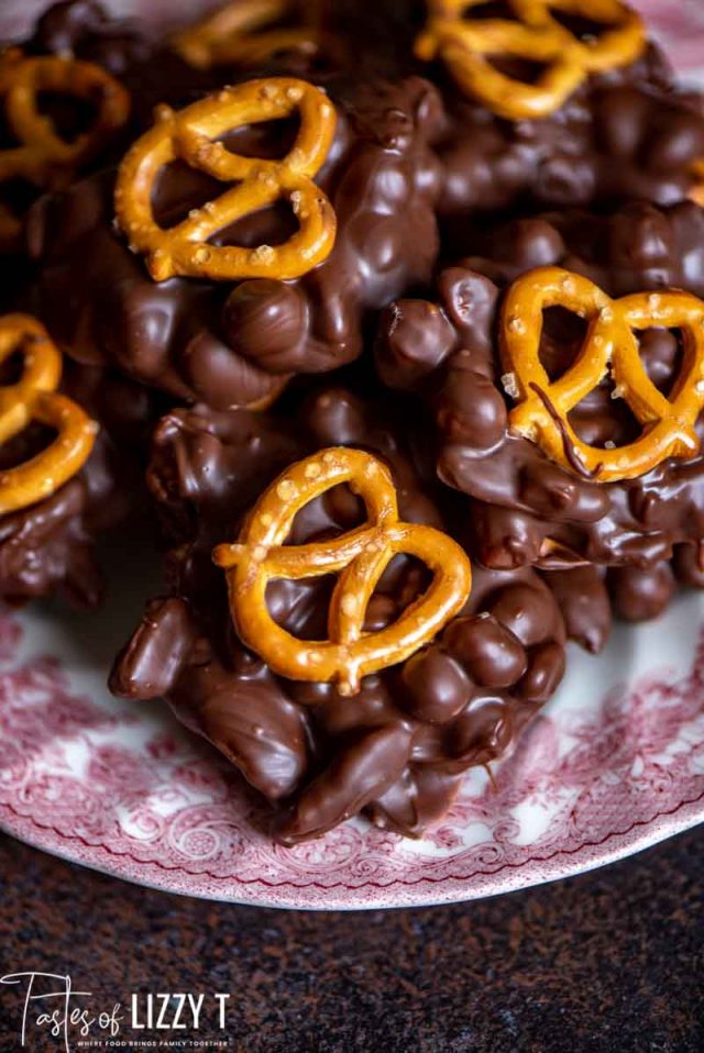 plate of homemade chocolate turtles