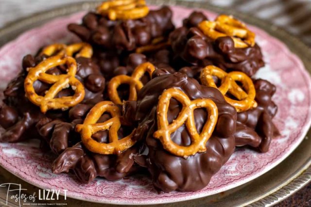plate of homemade chocolate turtles