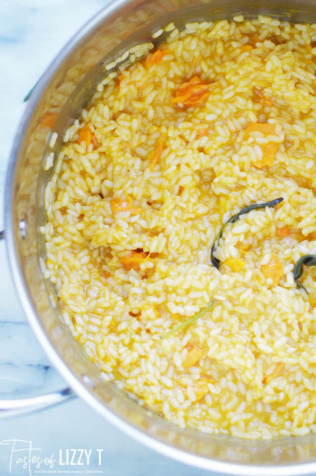 sweet potato risotto in a pan