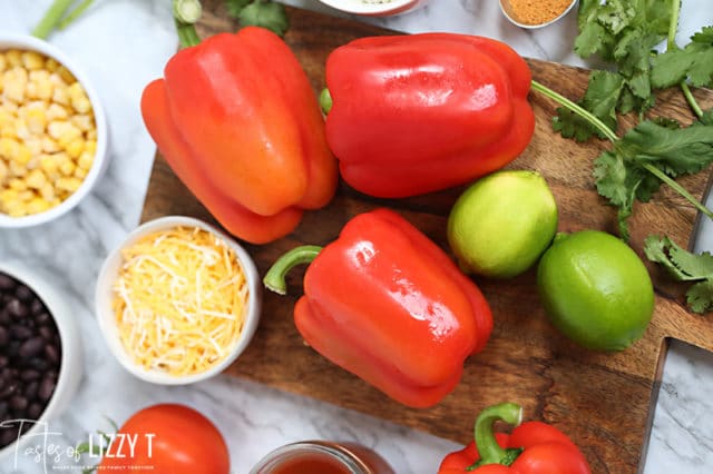 stuffed peppers on a cutting board