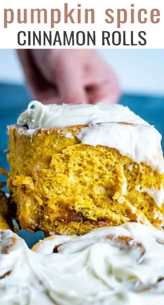 There are no eggs in these fluffy, pumpkin cinnamon rolls! Pumpkin bread dough with real pumpkin filling. The heavy cream makes them extra gooey!