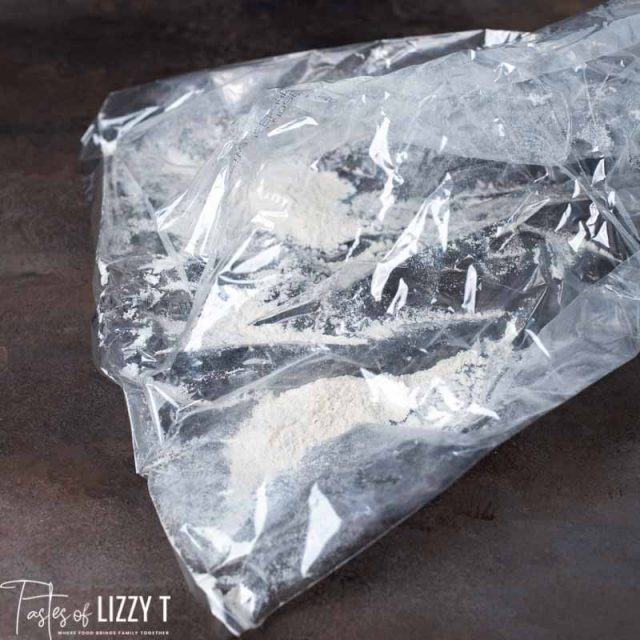 A plastic bag with flour inside