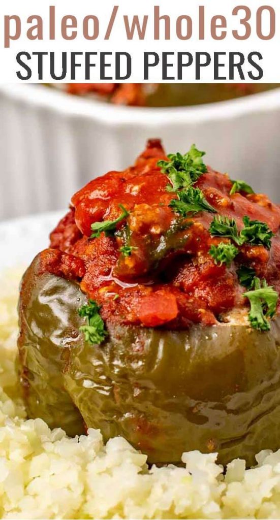 A close up of a plate of food, with Stuffed peppers