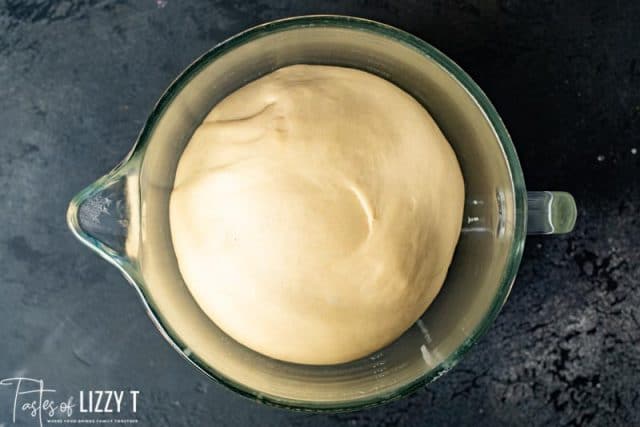 A close up of a bowl, with Dough