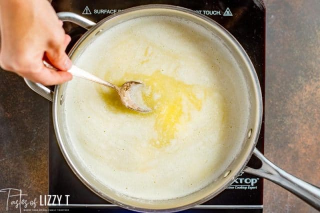 melted butter in a pan