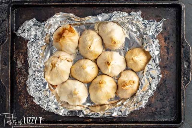 garlic on a foil lined pan