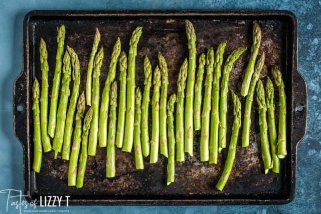 asparagus on a baking pan