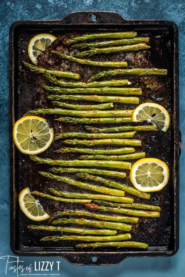 asparagus on a baking sheet