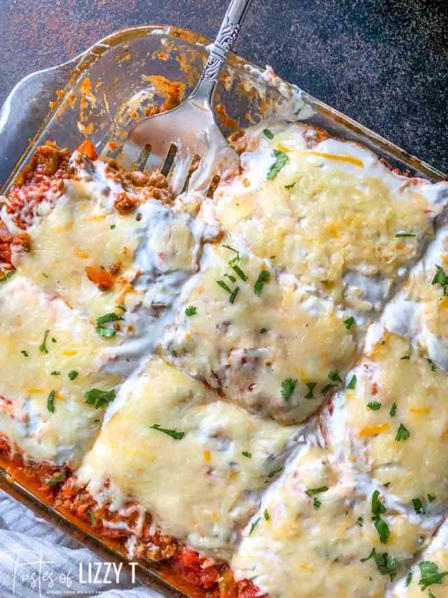 Mexican Lasagna with one piece out