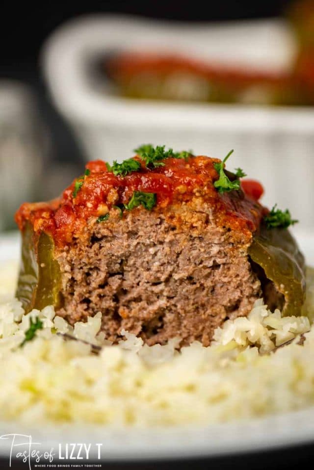 stuffed pepper cut in half