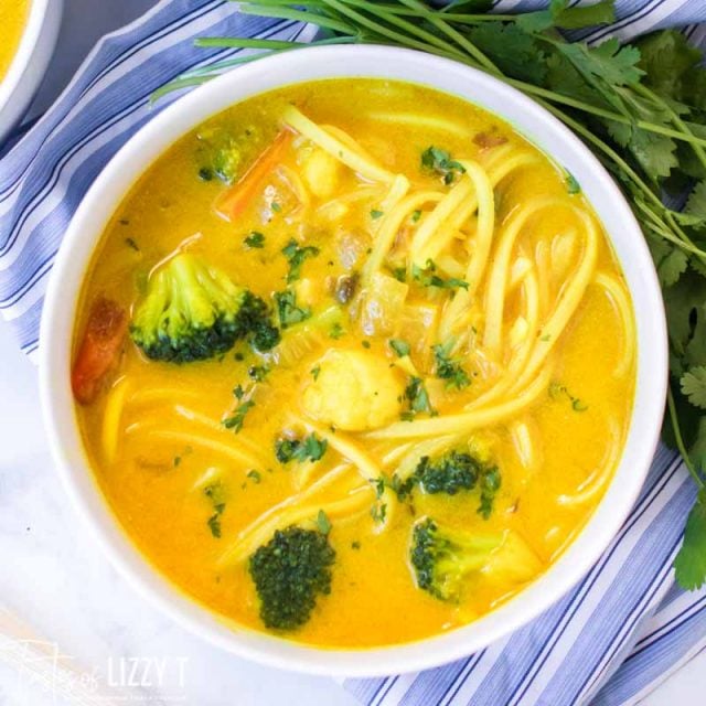 overhead view of Creamy Turmeric Soup