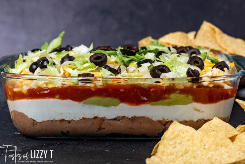 Seven Layer Taco Dip with refried beans